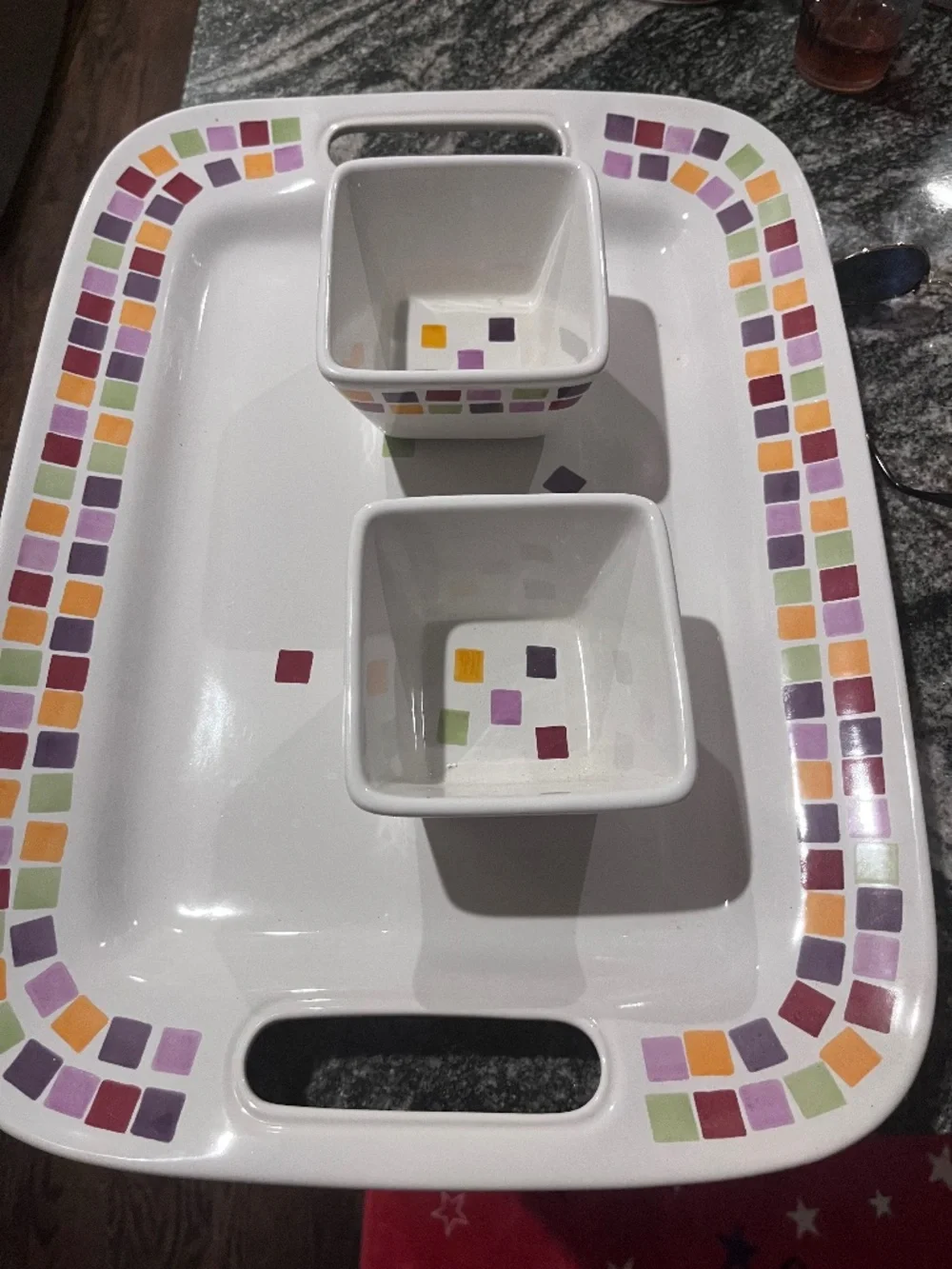 Retired Pampered Chef Simple Additions Tiles Platter & Matching Bowls Set